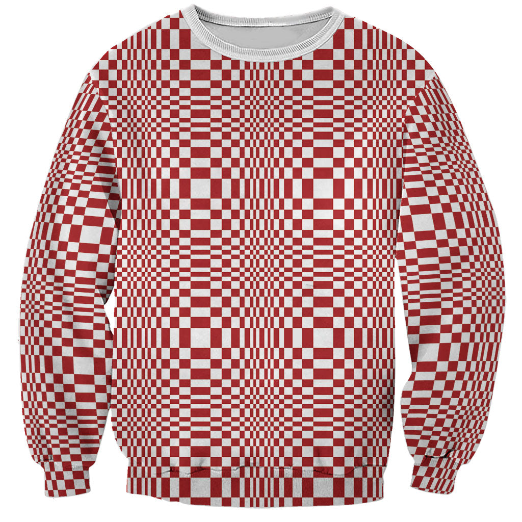 Red White Filipino Binakol Motifs Sweatshirt Mabuhay Philippines Festival Kusikus Pattern