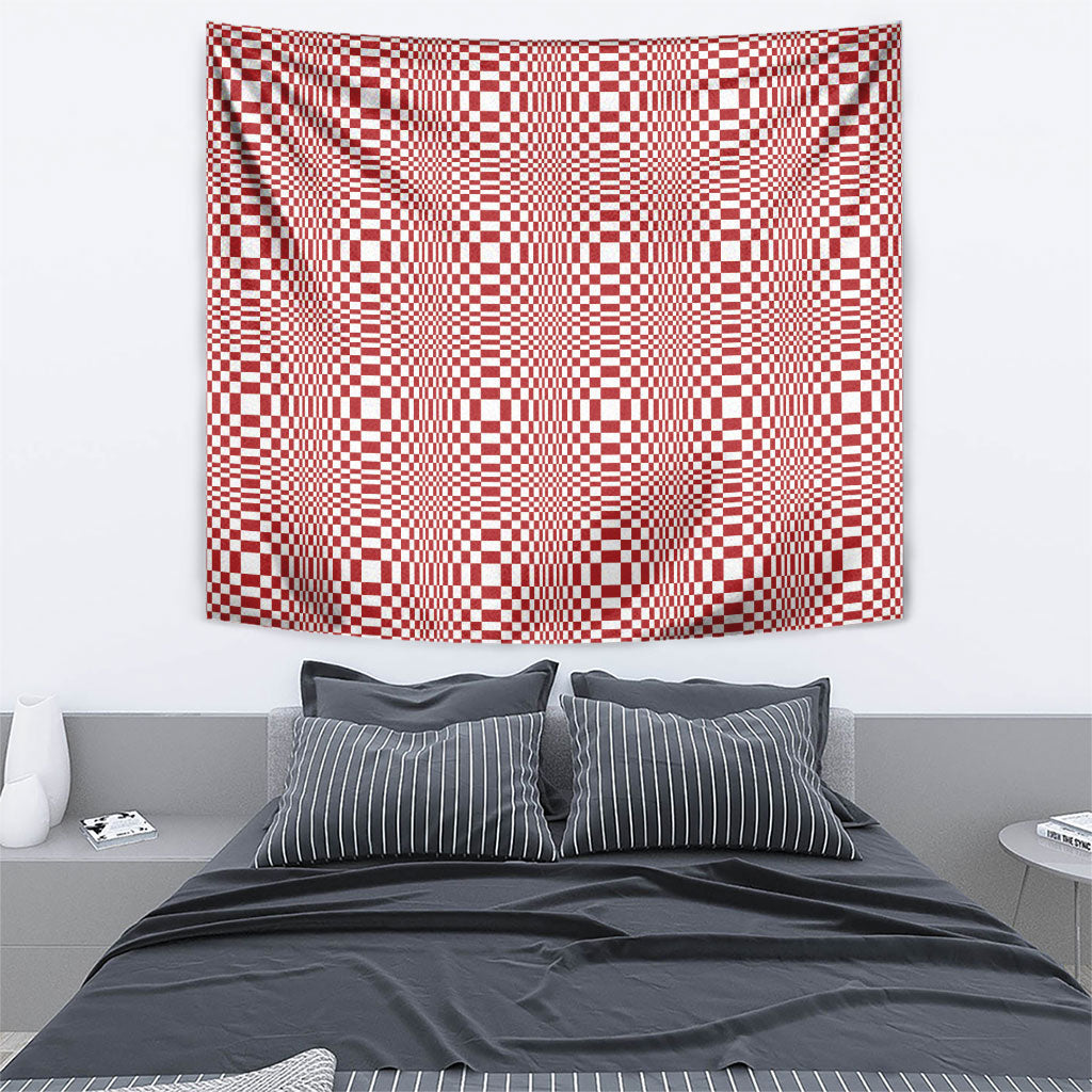 Red White Filipino Binakol Motifs Tapestry Mabuhay Philippines Festival Kusikus Pattern