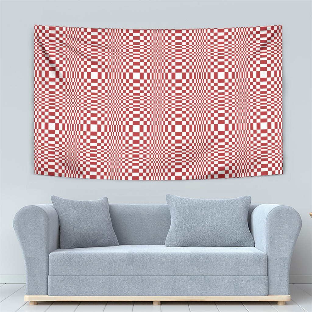 Red White Filipino Binakol Motifs Tapestry Mabuhay Philippines Festival Kusikus Pattern