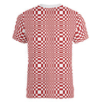 Red White Filipino Binakol Motifs Women V-Neck T-Shirt Mabuhay Philippines Festival Kusikus Pattern