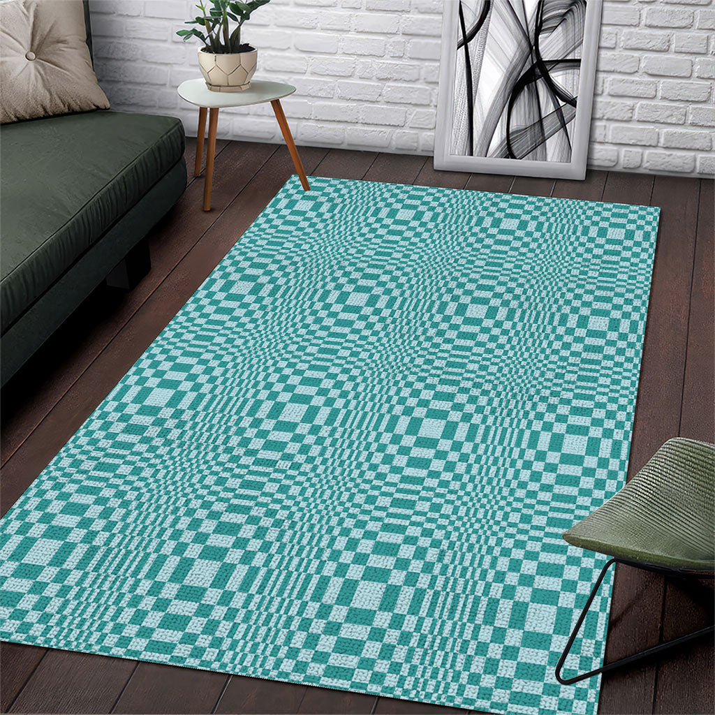 Cyan Filipino Binakol Motifs Area Rug Mabuhay Philippines Festival Kusikus Pattern