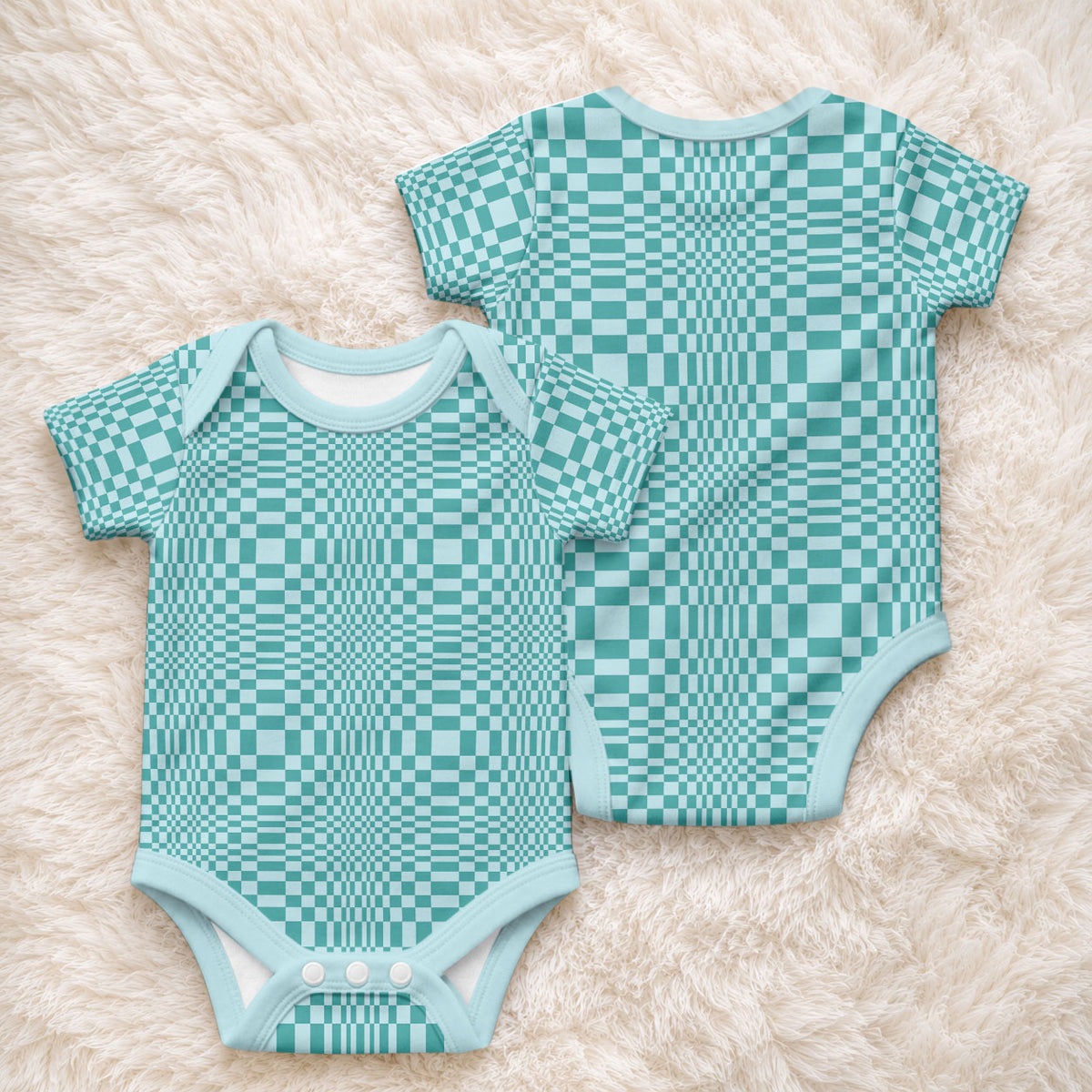 Cyan Filipino Binakol Motifs Baby Onesie Mabuhay Philippines Festival Kusikus Pattern