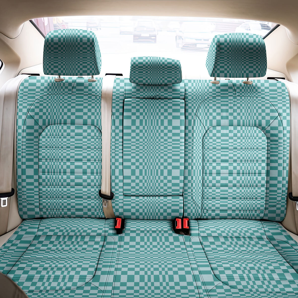 Cyan Filipino Binakol Motifs Back Car Seat Cover Mabuhay Philippines Festival Kusikus Pattern