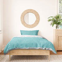 Cyan Filipino Binakol Motifs Bedding Set Mabuhay Philippines Festival Kusikus Pattern