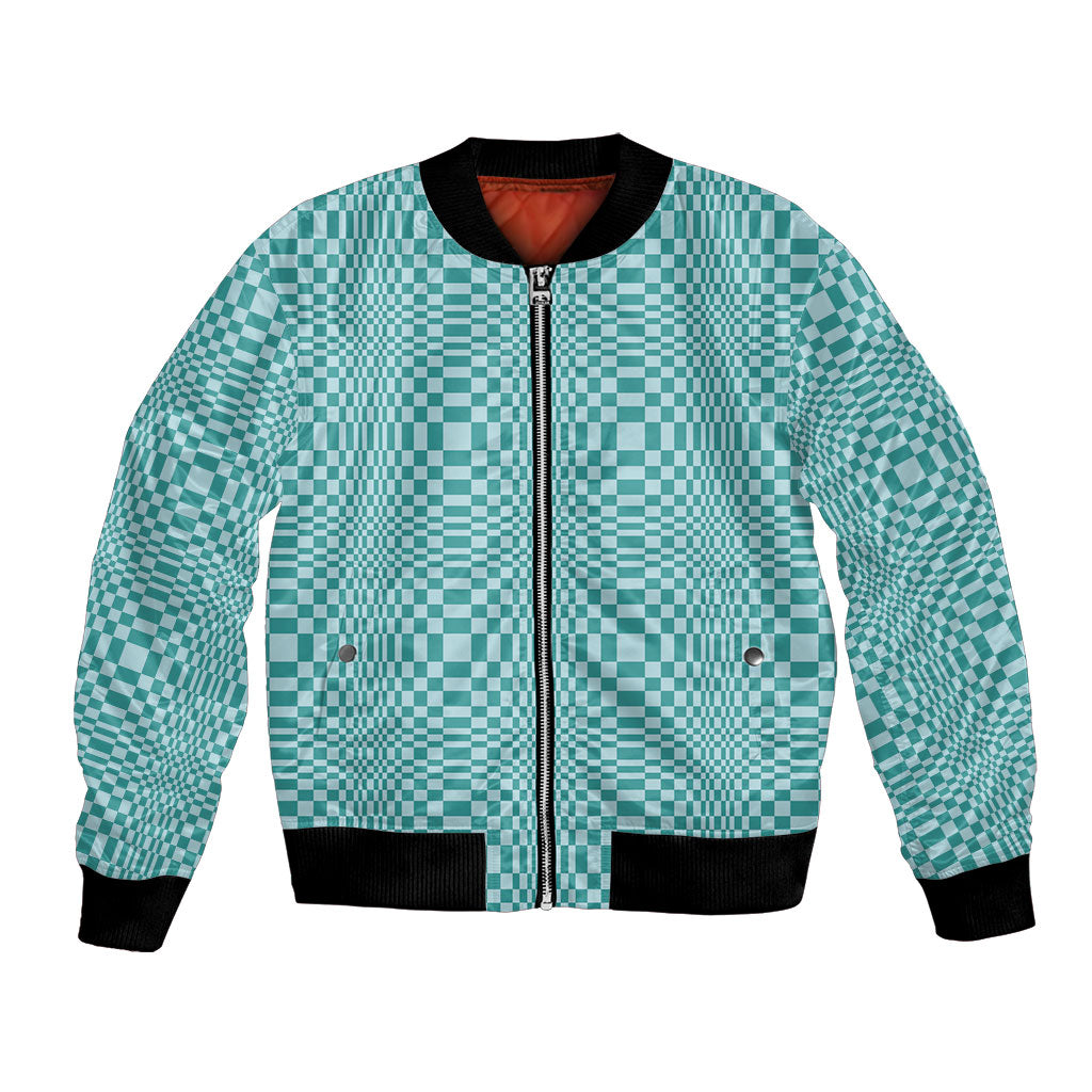 Cyan Filipino Binakol Motifs Bomber Jacket Mabuhay Philippines Festival Kusikus Pattern