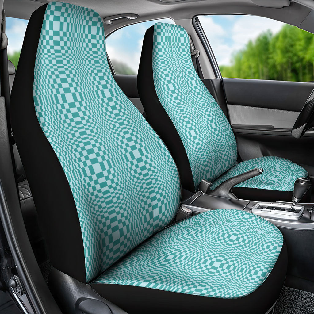 Cyan Filipino Binakol Motifs Car Seat Cover Mabuhay Philippines Festival Kusikus Pattern