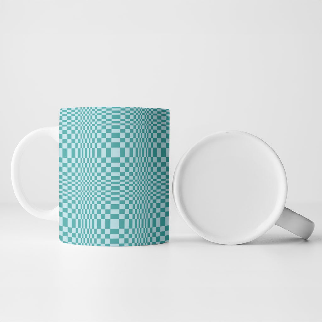 Cyan Filipino Binakol Motifs Ceramic Mug Mabuhay Philippines Festival Kusikus Pattern