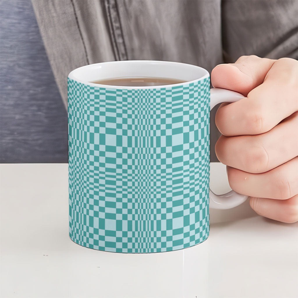 Cyan Filipino Binakol Motifs Ceramic Mug Mabuhay Philippines Festival Kusikus Pattern