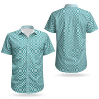 Cyan Filipino Binakol Motifs Couples Matching Short Sleeve Bodycon Dress and Hawaiian Shirt Mabuhay Philippines Festival Kusikus Pattern