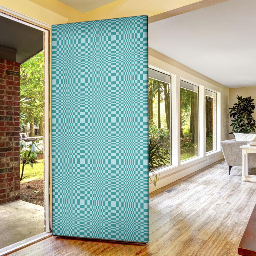 Cyan Filipino Binakol Motifs Door Cover Mabuhay Philippines Festival Kusikus Pattern