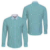 Cyan Filipino Binakol Motifs Family Matching Off The Shoulder Long Sleeve Dress and Hawaiian Shirt Mabuhay Philippines Festival Kusikus Pattern