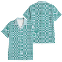 Cyan Filipino Binakol Motifs Family Matching Off Shoulder Maxi Dress and Hawaiian Shirt Mabuhay Philippines Festival Kusikus Pattern