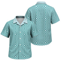Cyan Filipino Binakol Motifs Family Matching Off Shoulder Short Dress and Hawaiian Shirt Mabuhay Philippines Festival Kusikus Pattern