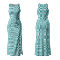 Cyan Filipino Binakol Motifs Family Matching Tank Maxi Dress and Hawaiian Shirt Mabuhay Philippines Festival Kusikus Pattern