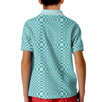 Cyan Filipino Binakol Motifs Kid Polo Shirt Mabuhay Philippines Festival Kusikus Pattern