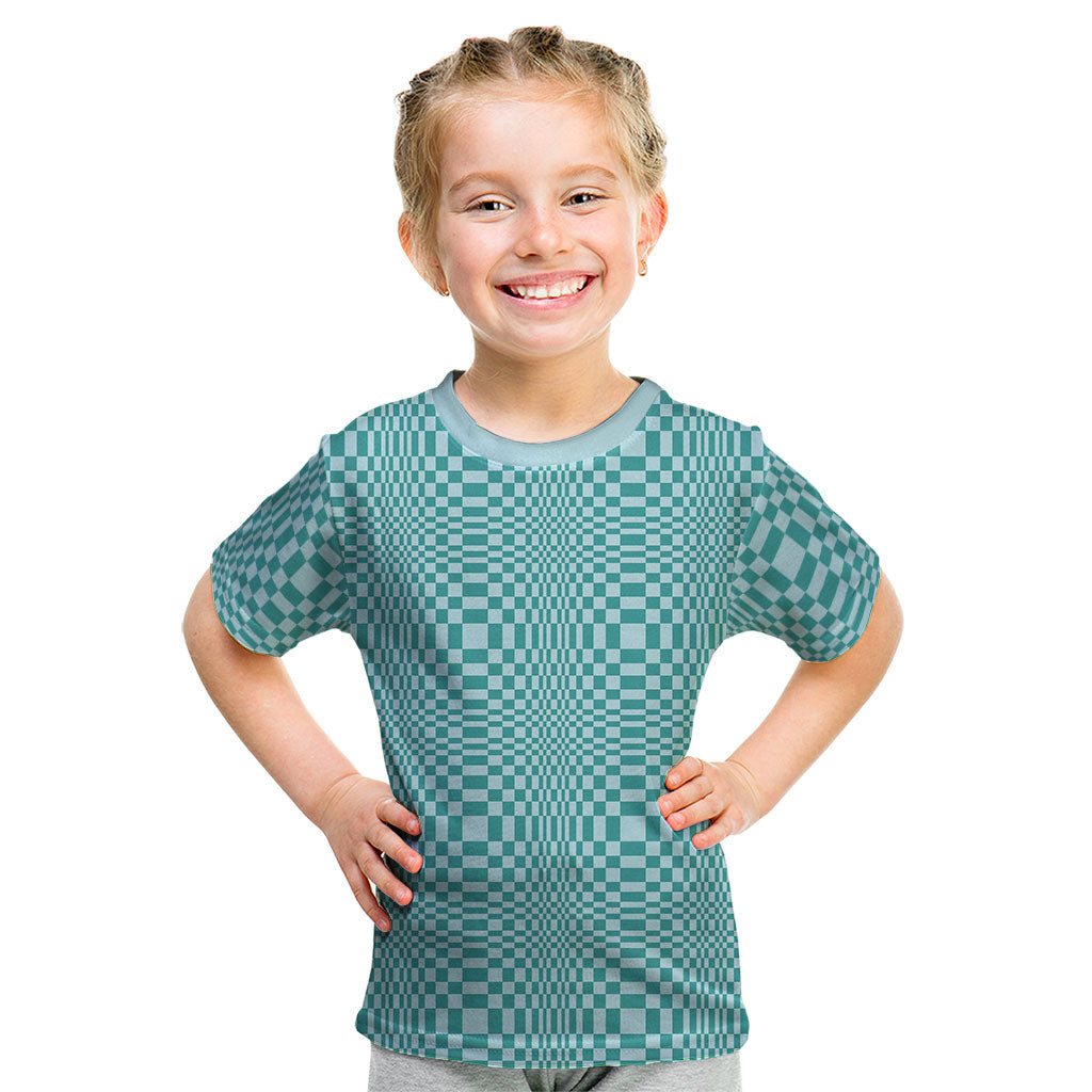 Cyan Filipino Binakol Motifs Kid T Shirt Mabuhay Philippines Festival Kusikus Pattern