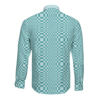 Cyan Filipino Binakol Motifs Long Sleeve Button Shirt Mabuhay Philippines Festival Kusikus Pattern
