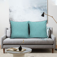Cyan Filipino Binakol Motifs Pillow Cover Mabuhay Philippines Festival Kusikus Pattern