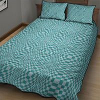 Cyan Filipino Binakol Motifs Quilt Bed Set Mabuhay Philippines Festival Kusikus Pattern