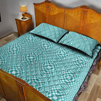 Cyan Filipino Binakol Motifs Quilt Bed Set Mabuhay Philippines Festival Kusikus Pattern