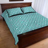 Cyan Filipino Binakol Motifs Quilt Bed Set Mabuhay Philippines Festival Kusikus Pattern