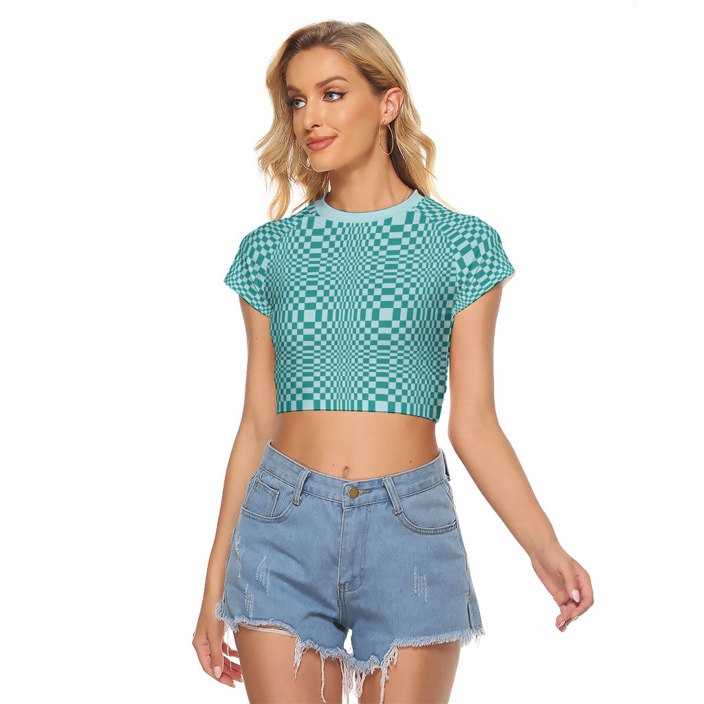 Cyan Filipino Binakol Motifs Raglan Cropped T Shirt Mabuhay Philippines Festival Kusikus Pattern