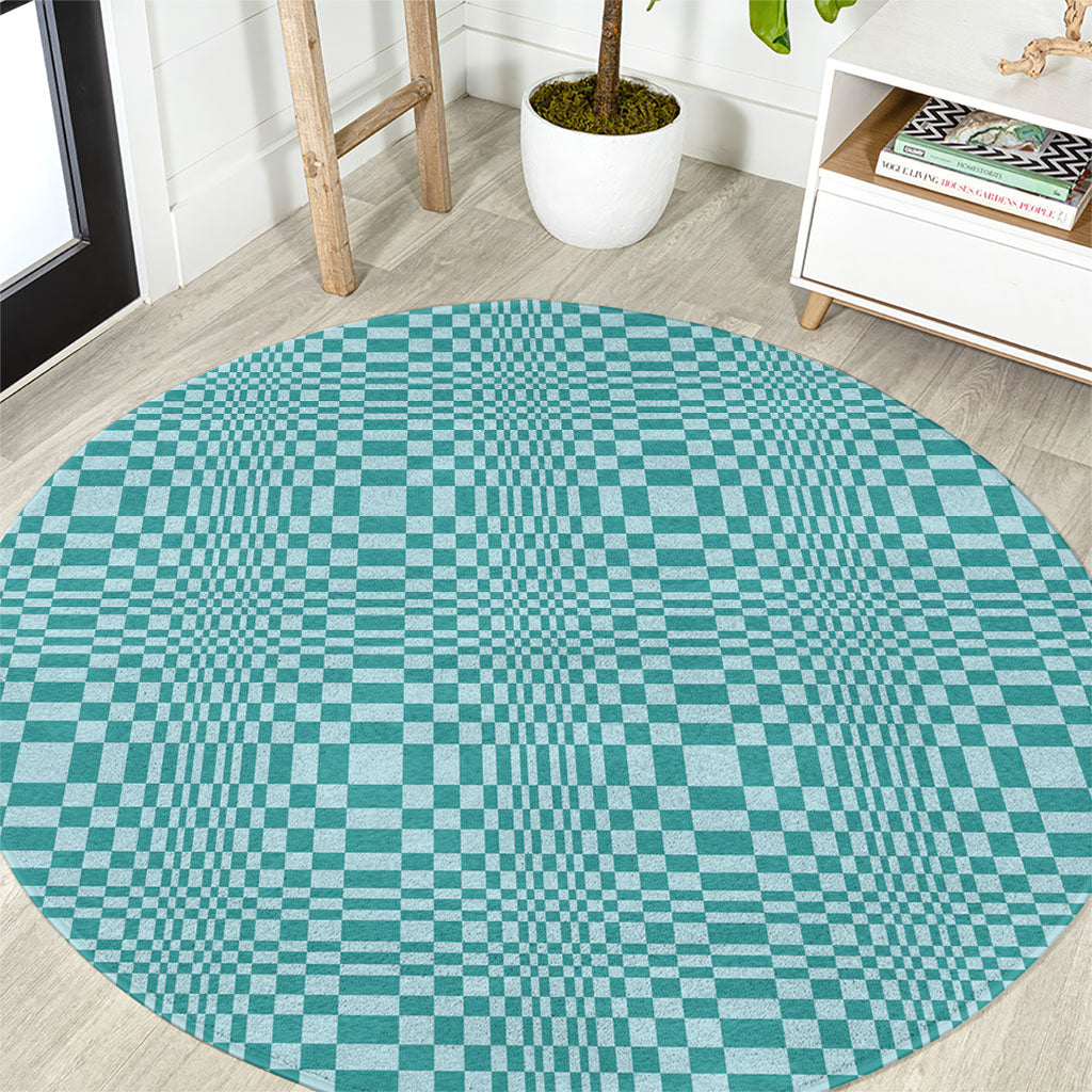 Cyan Filipino Binakol Motifs Round Carpet Mabuhay Philippines Festival Kusikus Pattern