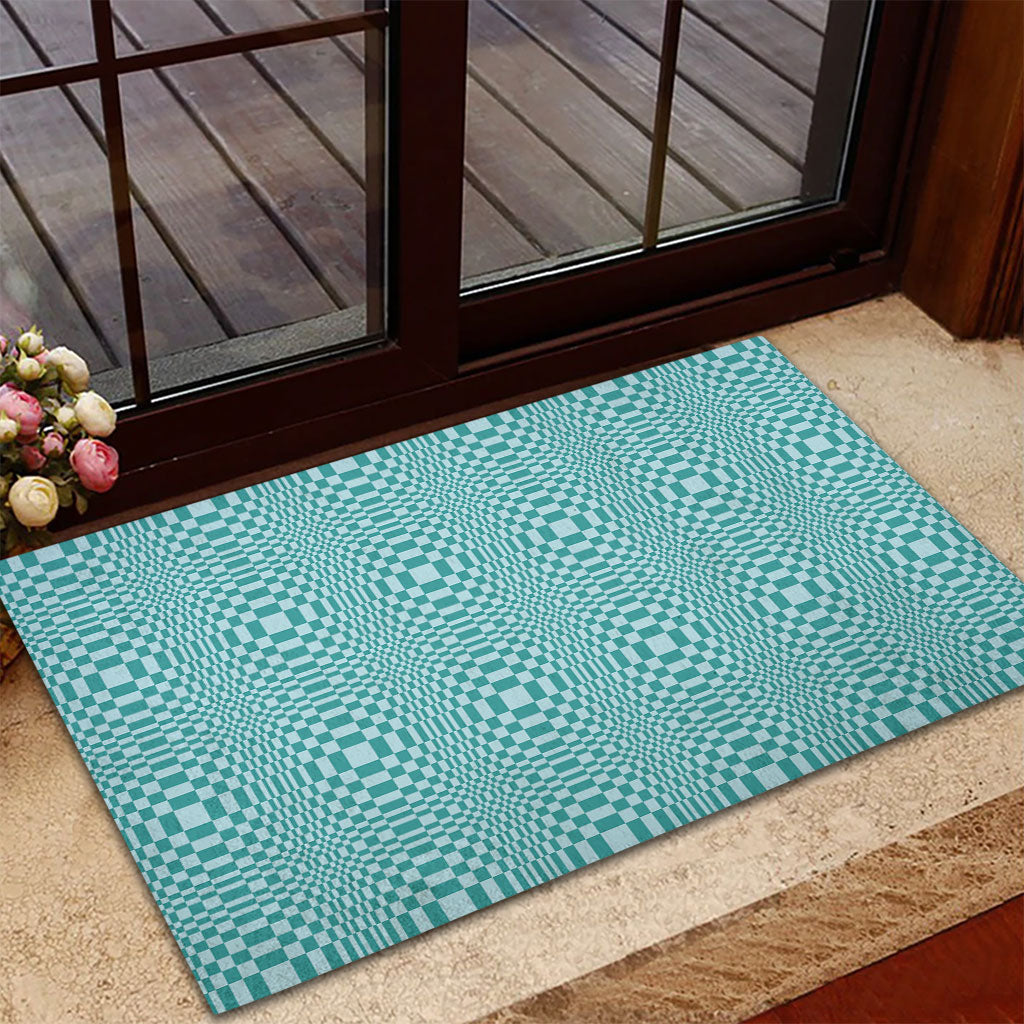 Cyan Filipino Binakol Motifs Rubber Doormat Mabuhay Philippines Festival Kusikus Pattern
