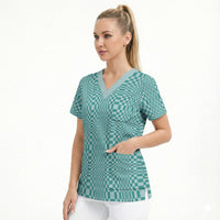Cyan Filipino Binakol Motifs Scrub Top Mabuhay Philippines Festival Kusikus Pattern