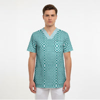 Cyan Filipino Binakol Motifs Scrub Top Mabuhay Philippines Festival Kusikus Pattern