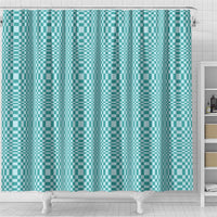 Cyan Filipino Binakol Motifs Shower Curtain Mabuhay Philippines Festival Kusikus Pattern