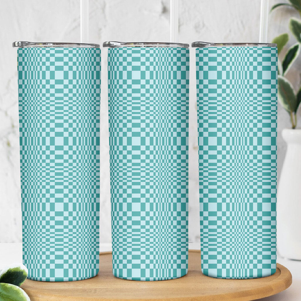 Cyan Filipino Binakol Motifs Skinny Tumbler Mabuhay Philippines Festival Kusikus Pattern