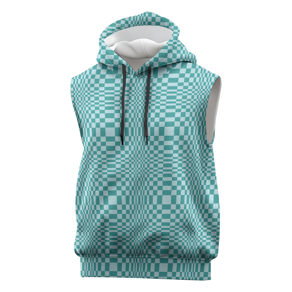 Cyan Filipino Binakol Motifs Sleeveless Hoodie Mabuhay Philippines Festival Kusikus Pattern