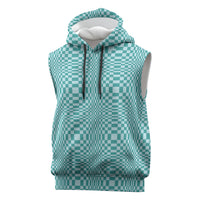 Cyan Filipino Binakol Motifs Sleeveless Hoodie Mabuhay Philippines Festival Kusikus Pattern