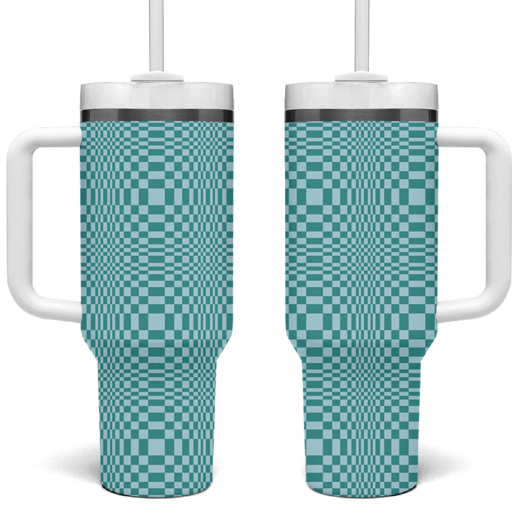 Cyan Filipino Binakol Motifs Tumbler With Handle Mabuhay Philippines Festival Kusikus Pattern