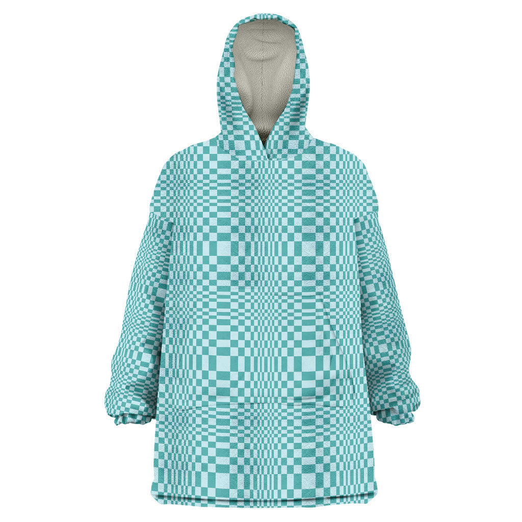 Cyan Filipino Binakol Motifs Wearable Blanket Hoodie Mabuhay Philippines Festival Kusikus Pattern
