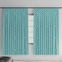 Cyan Filipino Binakol Motifs Window Curtain Mabuhay Philippines Festival Kusikus Pattern