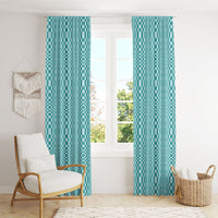 Cyan Filipino Binakol Motifs Window Curtain Mabuhay Philippines Festival Kusikus Pattern