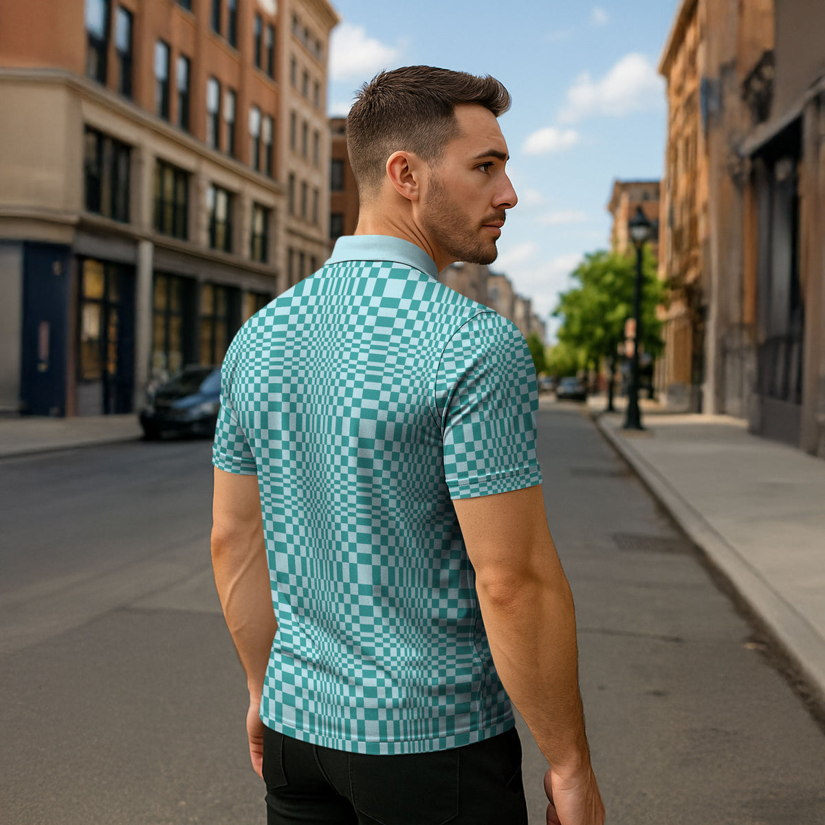 Cyan Filipino Binakol Motifs Zipper Polo Shirt Mabuhay Philippines Festival Kusikus Pattern