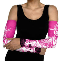 New Zealand Silver Fern Rugby Custom Arm Sleeves All Black Maori Pattern Pink - Polynesian Pride