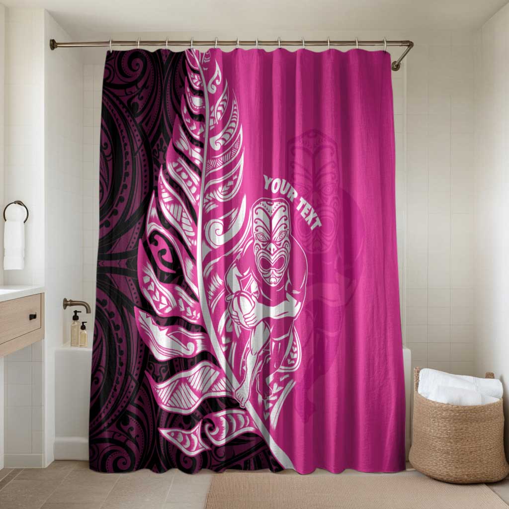 New Zealand Silver Fern Rugby Custom Bathroom Set All Black Maori Pattern Pink - Polynesian Pride