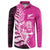 New Zealand Silver Fern Rugby Custom Button Sweatshirt All Black Maori Pattern Pink - Polynesian Pride