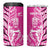 New Zealand Silver Fern Rugby Custom 4 in 1 Can Cooler Tumbler All Black Maori Pattern Pink - Polynesian Pride