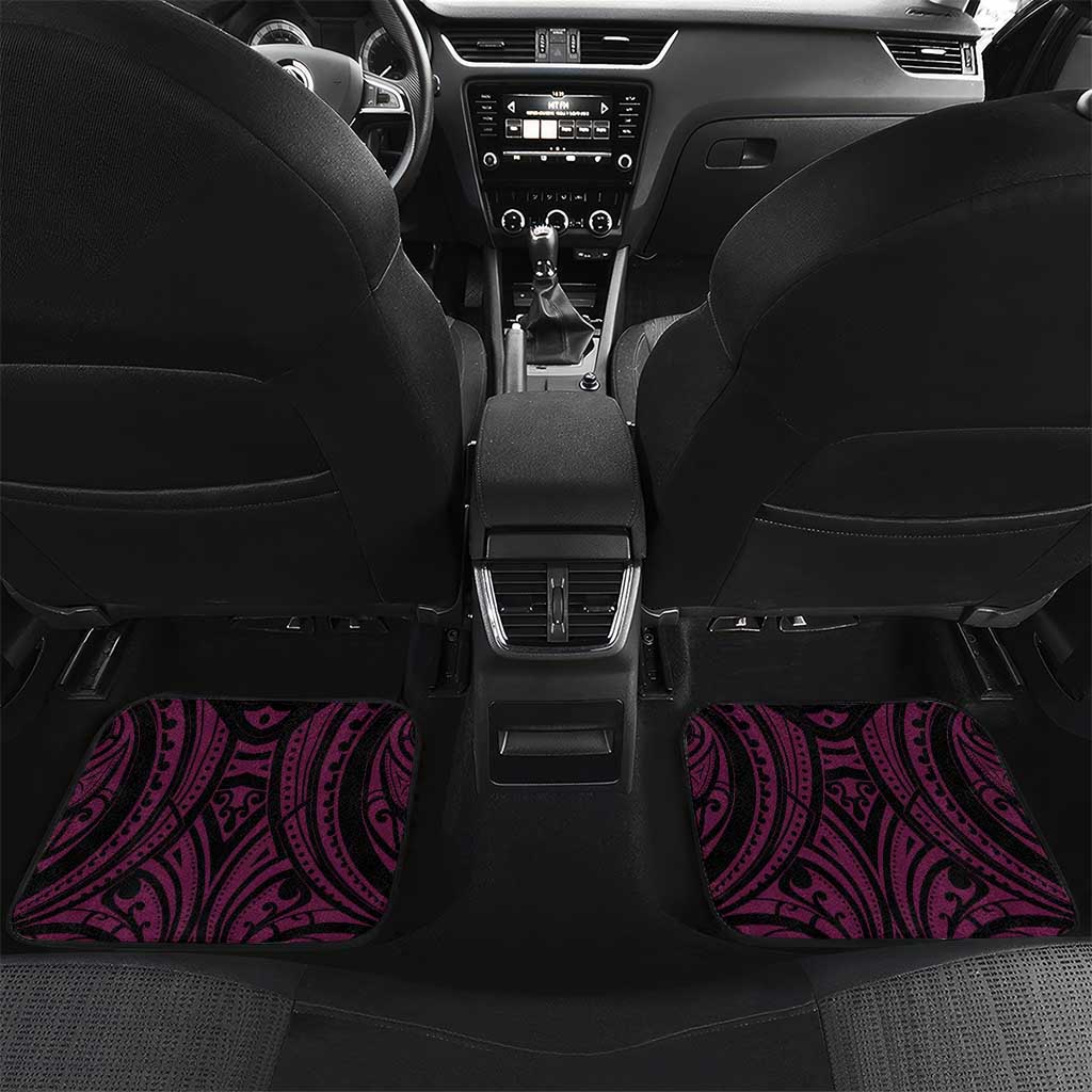 New Zealand Silver Fern Rugby Custom Car Mats All Black Maori Pattern Pink - Polynesian Pride