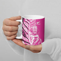 New Zealand Silver Fern Rugby Custom Ceramic Mug All Black Maori Pattern Pink - Polynesian Pride
