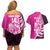 New Zealand Silver Fern Rugby Custom Couples Matching Off Shoulder Short Dress and Hawaiian Shirt All Black Maori Pattern Pink - Polynesian Pride