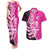 New Zealand Silver Fern Rugby Custom Couples Matching Tank Maxi Dress and Hawaiian Shirt All Black Maori Pattern Pink - Polynesian Pride