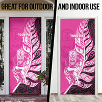 New Zealand Silver Fern Rugby Custom Door Cover All Black Maori Pattern Pink - Polynesian Pride