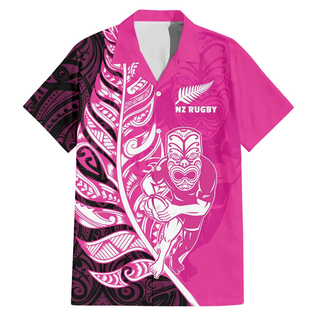 New Zealand Silver Fern Rugby Custom Family Matching Mermaid Dress and Hawaiian Shirt All Black Maori Pattern Pink - Polynesian Pride