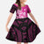 New Zealand Silver Fern Rugby Custom Family Matching Off The Shoulder Long Sleeve Dress and Hawaiian Shirt All Black Maori Pattern Pink - Polynesian Pride